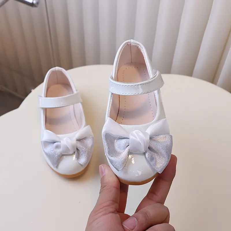 Children's Leather Shoes Spring Autumn Elegant Girl Princess Shoes Fashion Chic Sweet Bowknot Kids Party Shoes Wedding Versatile