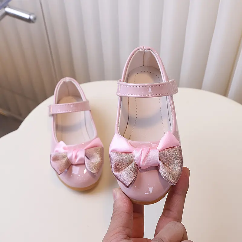 Children's Leather Shoes Spring Autumn Elegant Girl Princess Shoes Fashion Chic Sweet Bowknot Kids Party Shoes Wedding Versatile