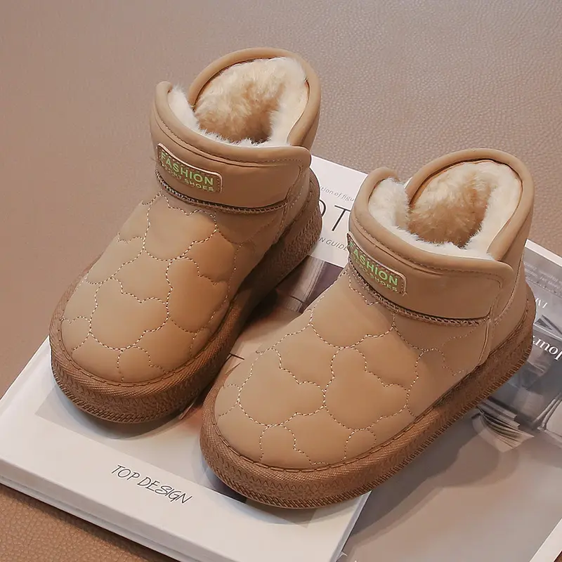 Children's Winter Boots for Girl Solid Color Toddlers Snowboard Boots Thickened Warm Plush Kids Fashion Causal Ankle Snow Boots