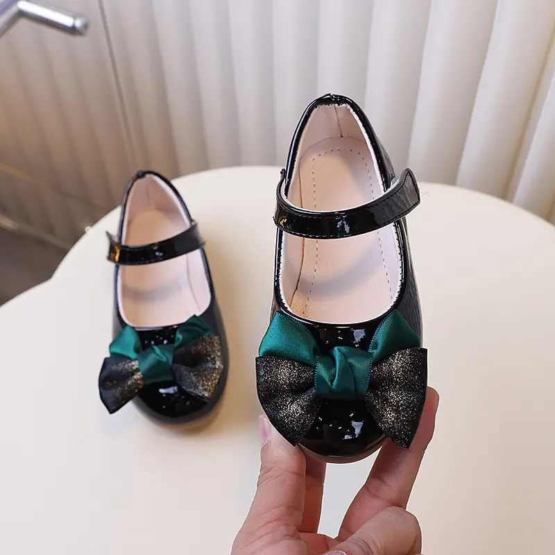 Children's Leather Shoes Spring Autumn Elegant Girl Princess Shoes Fashion Chic Sweet Bowknot Kids Party Shoes Wedding Versatile