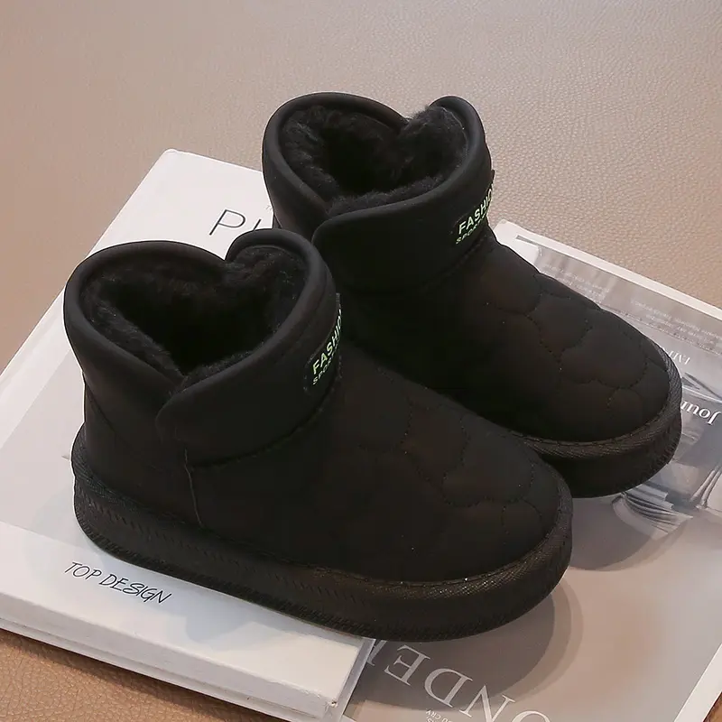 Children's Winter Boots for Girl Solid Color Toddlers Snowboard Boots Thickened Warm Plush Kids Fashion Causal Ankle Snow Boots