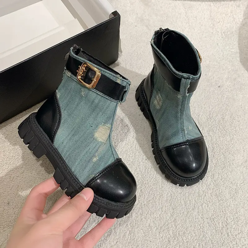 New Children's Autumn Boots Thick Bottom Patchwork Girls Ankle Boots Fashion Chic Kids Causal Catwalk Boots Versatile Non-slip