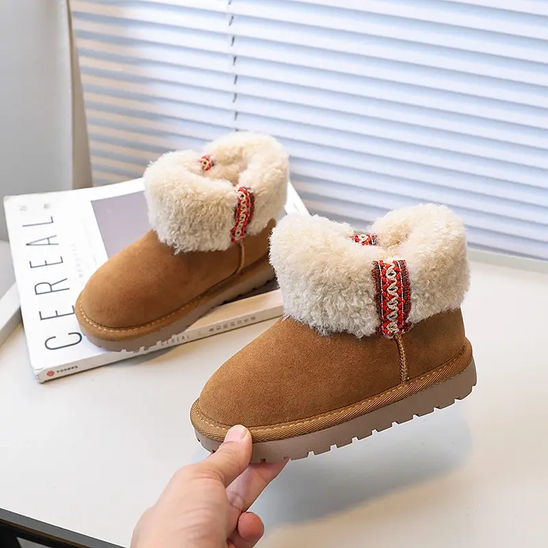New Girls Boots for Winter Warm Thickened Children's Thermal Boots Fashion Versatile Kids Causal Ankle Cotton Boots Soft Fluffy
