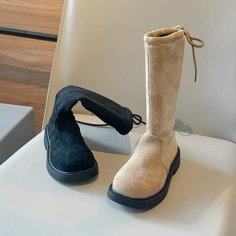 New Children's Autumn Boots Causal Girls Long High Boots Elegant Sweet Kids Fashion Princess Catwalk Boots Versatile Non-slip
