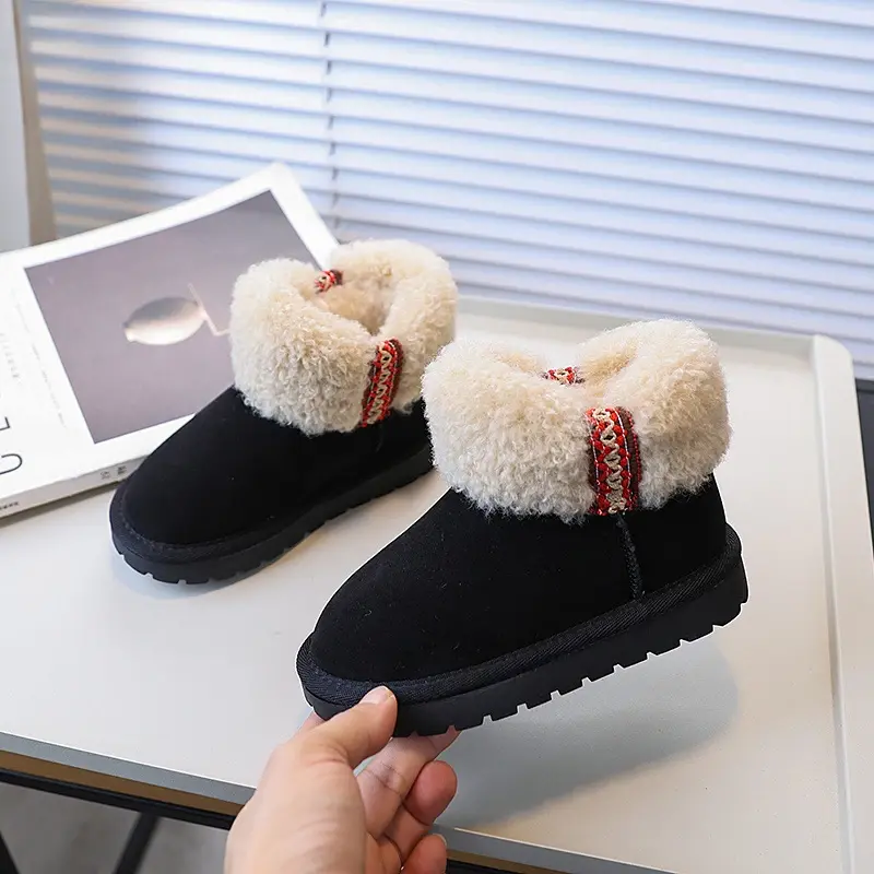 New Girls Boots for Winter Warm Thickened Children's Thermal Boots Fashion Versatile Kids Causal Ankle Cotton Boots Soft Fluffy