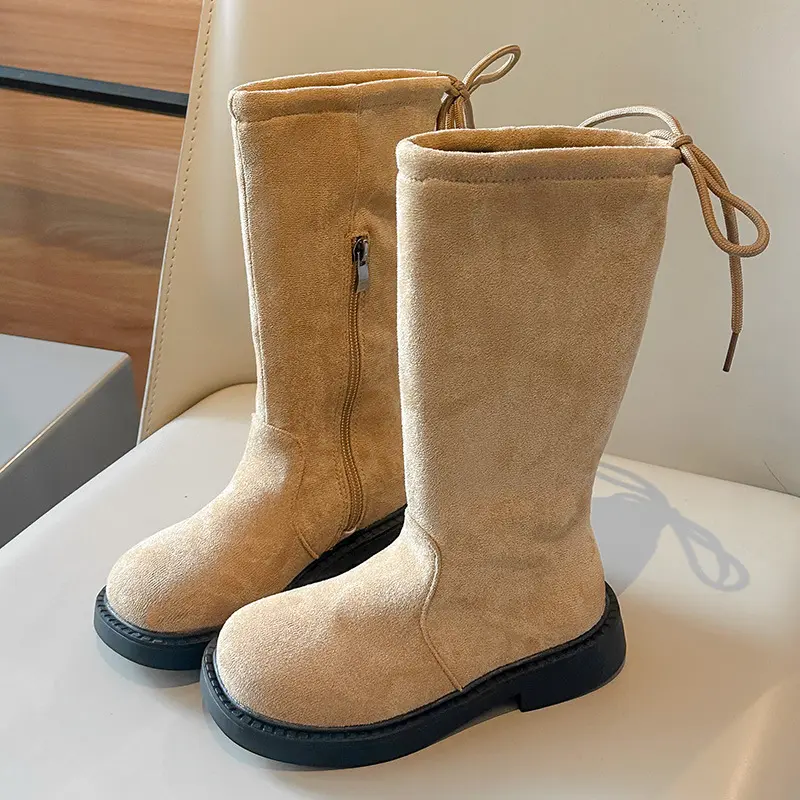 New Children's Autumn Boots Causal Girls Long High Boots Elegant Sweet Kids Fashion Princess Catwalk Boots Versatile Non-slip