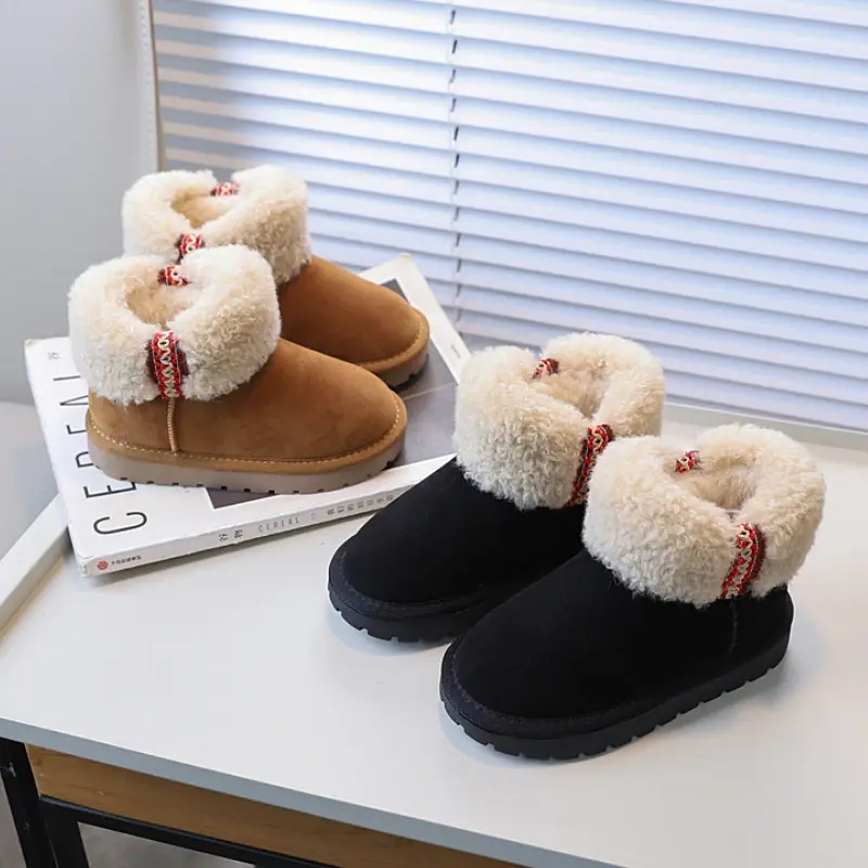New Girls Boots for Winter Warm Thickened Children's Thermal Boots Fashion Versatile Kids Causal Ankle Cotton Boots Soft Fluffy