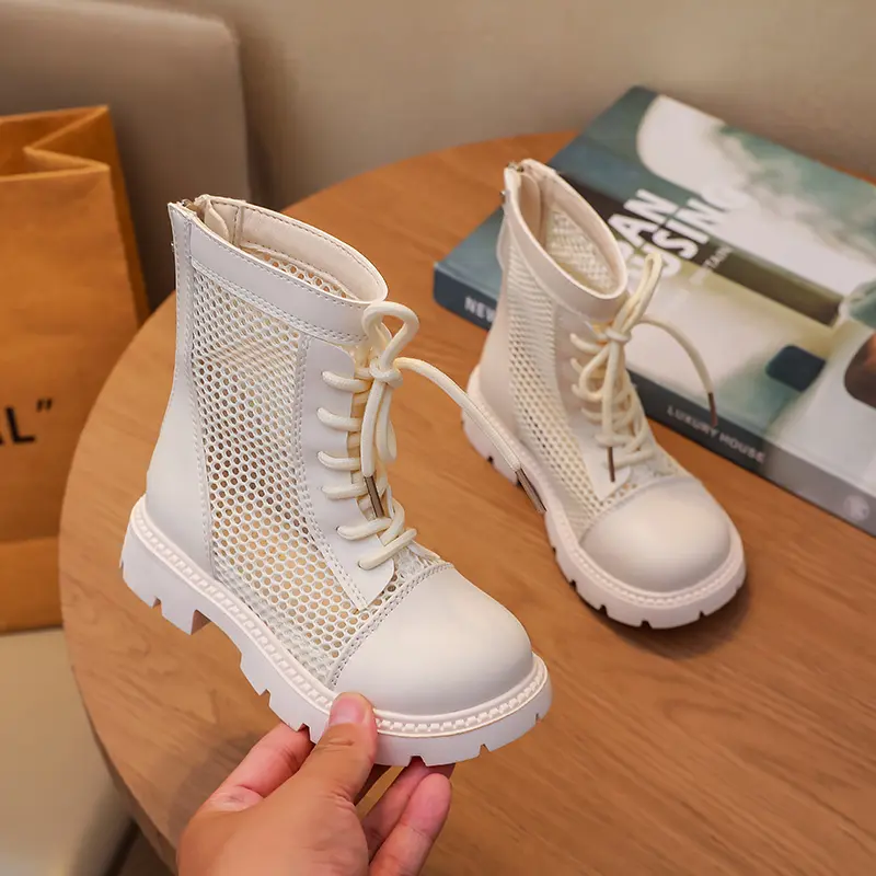 Summer New Girls Fashion Boots Simple Trend Children's Hollow-out Platform Ankle Boots Zipper Soft Non Slip Kids Chelsea Boots