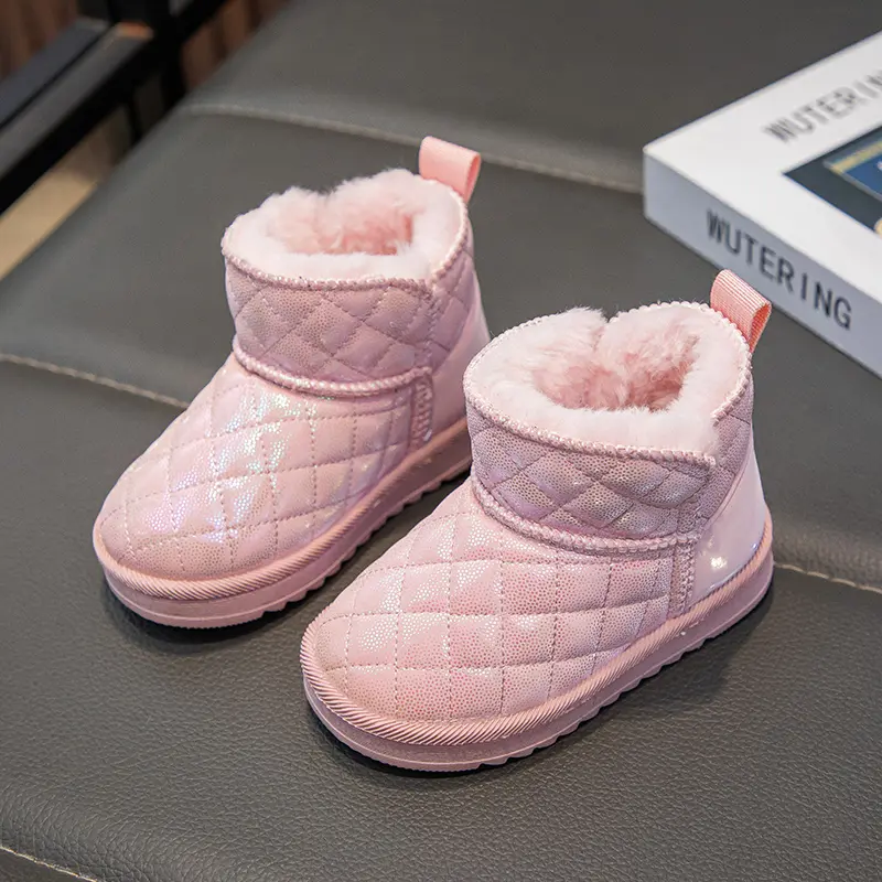 Winter Children's Boots Solid Color Girl Snow Boots Outdoor Thickened Plush Kids Causal Boys Non-slip Thermal Boots Versatile