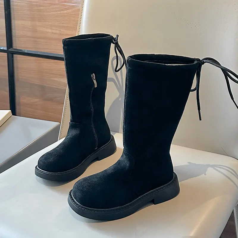 New Children's Autumn Boots Causal Girls Long High Boots Elegant Sweet Kids Fashion Princess Catwalk Boots Versatile Non-slip