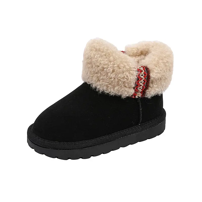 New Girls Boots for Winter Warm Thickened Children's Thermal Boots Fashion Versatile Kids Causal Ankle Cotton Boots Soft Fluffy