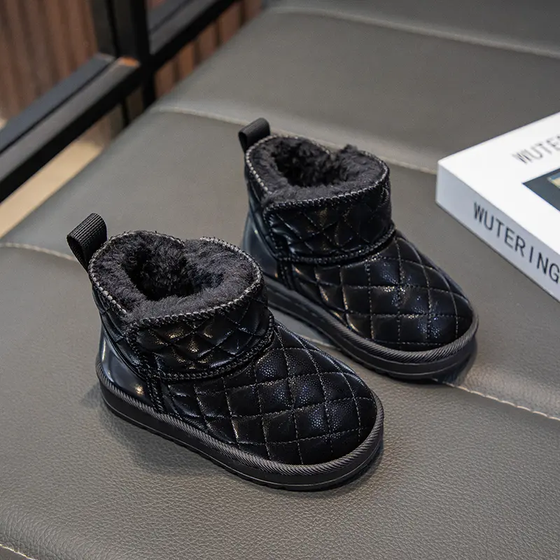 Winter Children's Boots Solid Color Girl Snow Boots Outdoor Thickened Plush Kids Causal Boys Non-slip Thermal Boots Versatile