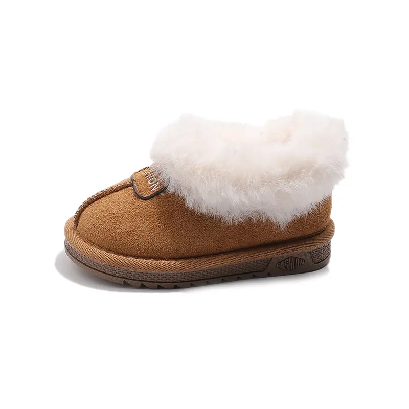 Fluffy Girl Snow Boots Soft Bottom Kids Winter Boots Causal Versatile Outdoor Warm Children's Fashion Cotton Shoes Solid Color