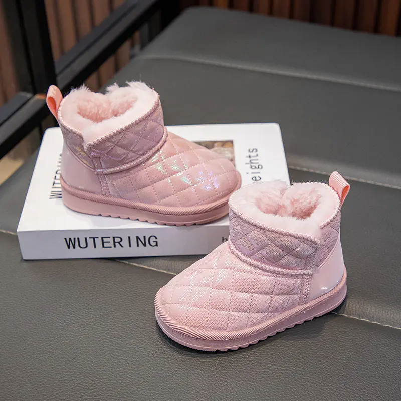 Winter Children's Boots Solid Color Girl Snow Boots Outdoor Thickened Plush Kids Causal Boys Non-slip Thermal Boots Versatile