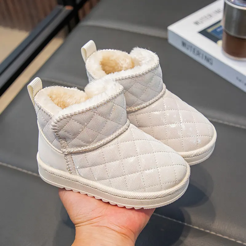 Winter Children's Boots Solid Color Girl Snow Boots Outdoor Thickened Plush Kids Causal Boys Non-slip Thermal Boots Versatile