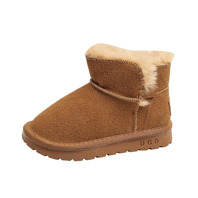 2024 Children Plush Keep Warm Boots for Girls Winter New Fashion Korean Style Soft Bottom Anti-slippery Versatile Leather Shoes