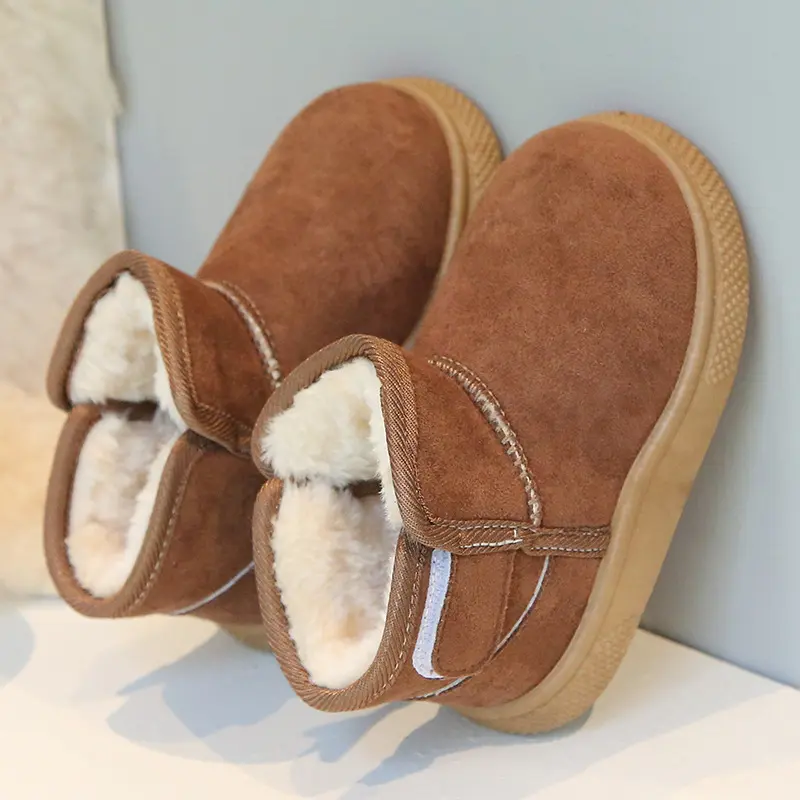 New Winter Children's Ankle Boots Solid Color Girls Furry Hairy Snow Boots Thick Bottom Fashion Kids Causal Boys Cotton Boots