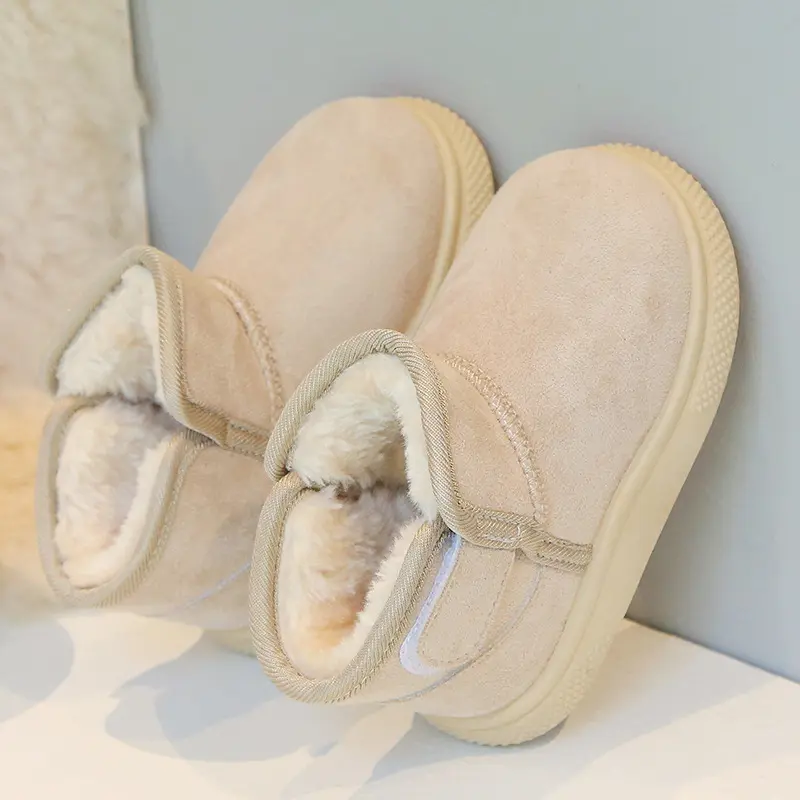 New Winter Children's Ankle Boots Solid Color Girls Furry Hairy Snow Boots Thick Bottom Fashion Kids Causal Boys Cotton Boots