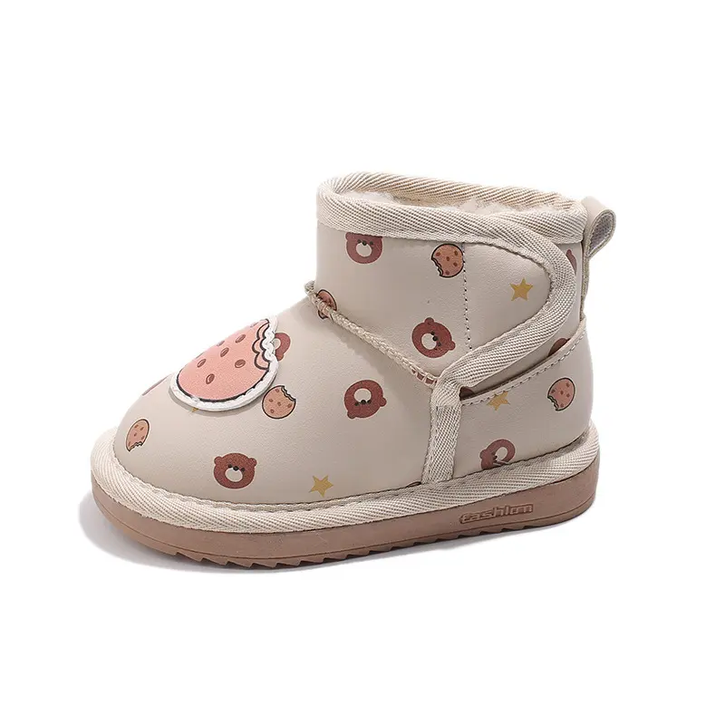 New Cute Children's Thermal Boots Cartoon Bear Printed Girl Winter Boots Warm Thickened Plush Kids Causal Snow Boots Versatile