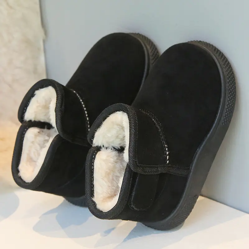New Winter Children's Ankle Boots Solid Color Girls Furry Hairy Snow Boots Thick Bottom Fashion Kids Causal Boys Cotton Boots