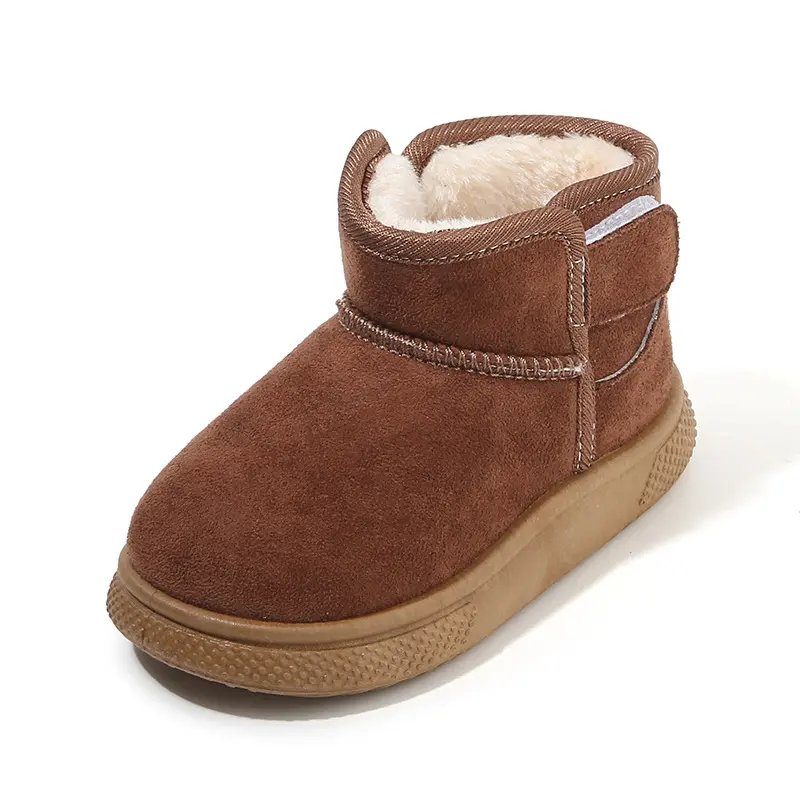 New Winter Children's Ankle Boots Solid Color Girls Furry Hairy Snow Boots Thick Bottom Fashion Kids Causal Boys Cotton Boots