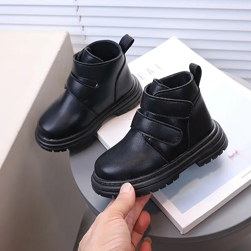Children Leather Boots British Style Kids Short Boots Soft Bottom 2025 Autumn New Boys Girls Ankle Boots Soild Color Versatile