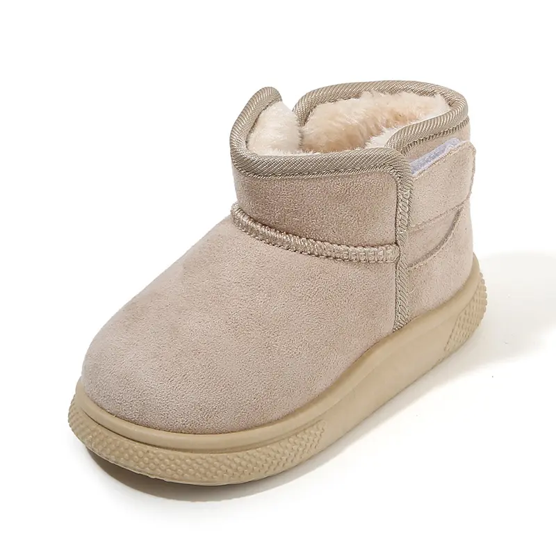 New Winter Children's Ankle Boots Solid Color Girls Furry Hairy Snow Boots Thick Bottom Fashion Kids Causal Boys Cotton Boots