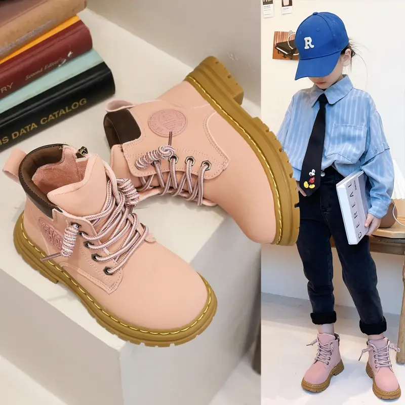 2024 Children Short Boots for Girls Boys Winter New Fashion Korean Style Soft Thick Bottom Anti-slippery Versatile Zipper Shoes