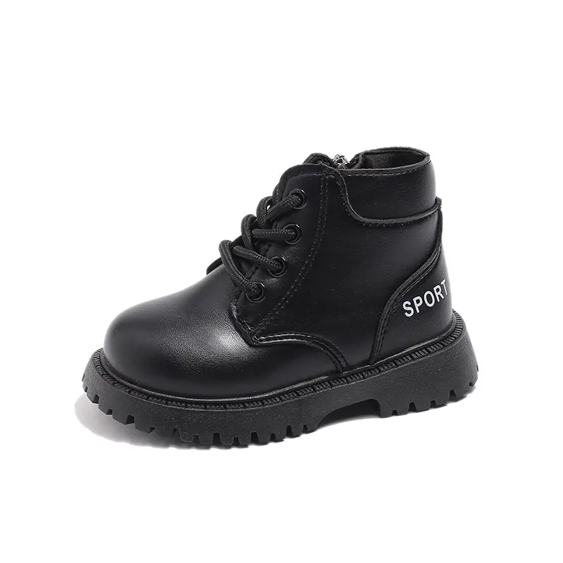 Children's Boot for Boy British Style Toddlers Black Brown Short Boots Non-slip Leather Kids Fashion Causal Girls Ankle Boots