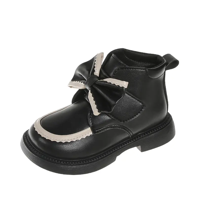 Girls Princess Boots with Big Sweet Bows Kids Short Boots Hook&loop 2025 Autumn New Children Ankle Boots Round Toes Soft Bottom