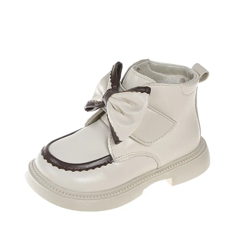 Girls Princess Boots with Big Sweet Bows Kids Short Boots Hook&loop 2025 Autumn New Children Ankle Boots Round Toes Soft Bottom