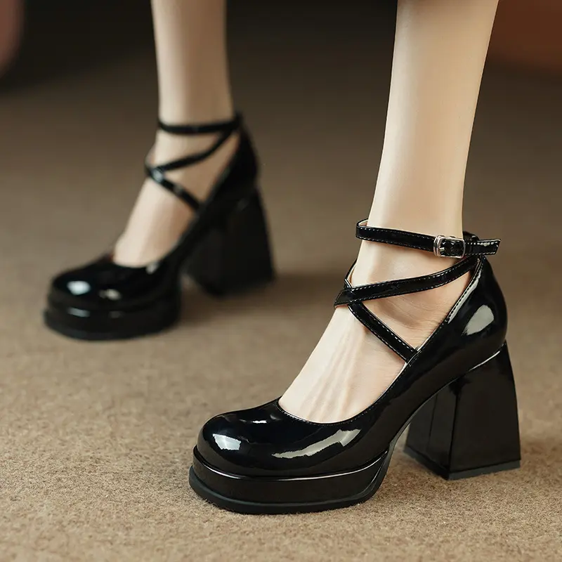 Women's Mary Jane Shoes 2025 Spring Autumn Women High Heel Shoes Fashion Elegant Versatile Platform Ladies Dresses Leather Shoes