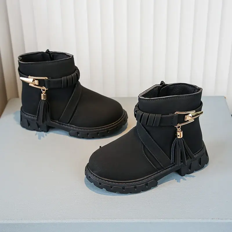 Autumn Toddlers Ankle Boots Trend Fashion Tassel Children Leather Boots for Girl New Versatile Shoes Kids Causal Boots Round-toe
