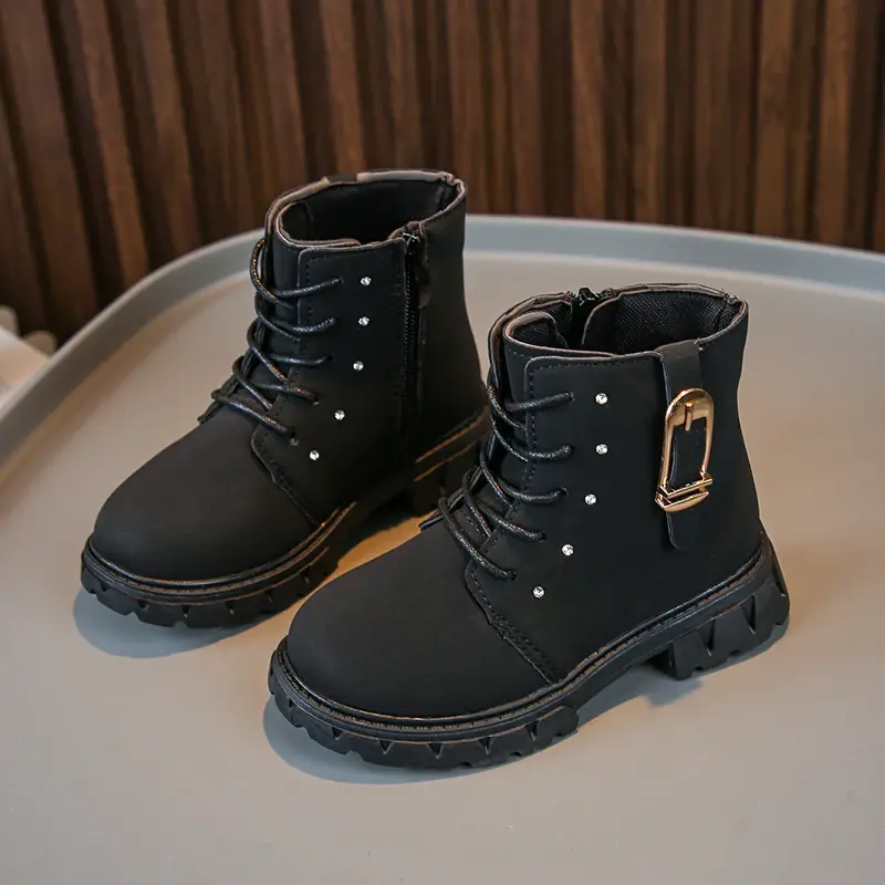 Autumn Winter Girls Ankle Boots Platform Versatile Kids Short Boots Non-slip Comfortable Children Fashion Leather Boots Causal