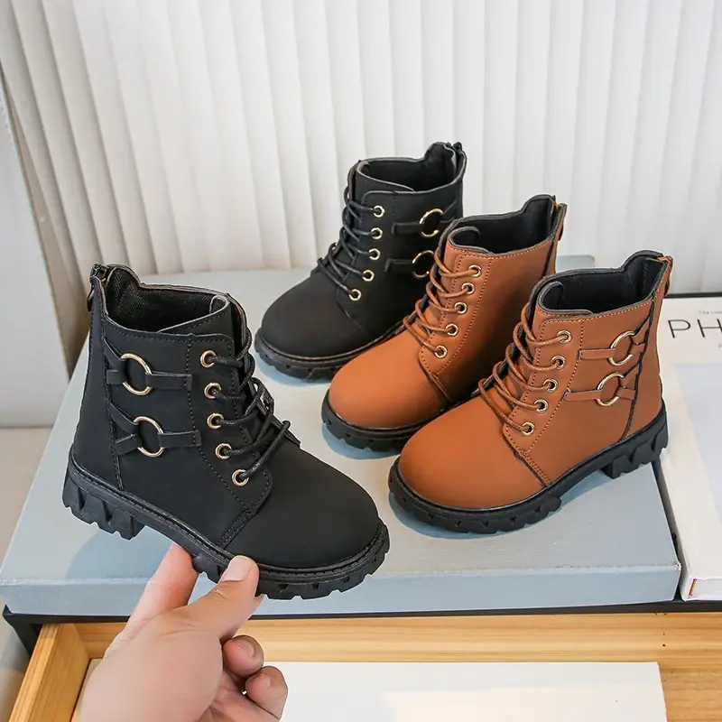 Autumn Trend Girls Ankle Boots 2025 New Kids School Boots Classic Black Non-slip Children Causal Platform Boots Fashion Zipper