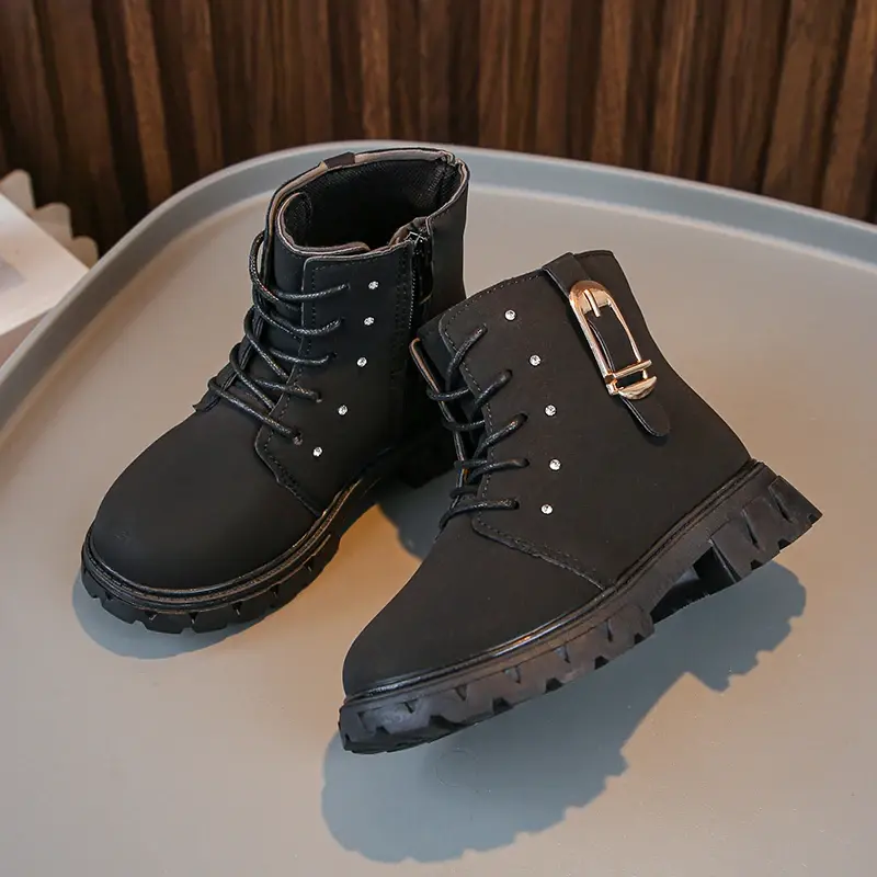 Autumn Winter Girls Ankle Boots Platform Versatile Kids Short Boots Non-slip Comfortable Children Fashion Leather Boots Causal
