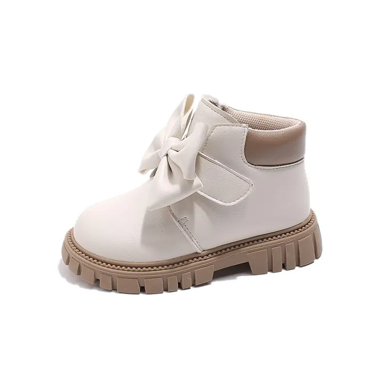 Little Kids Boots for Girls Ankle High Children Ankle Boots with Bow-knot Princess Sweet Soft Rubber Outsole Anti-skid Fashion
