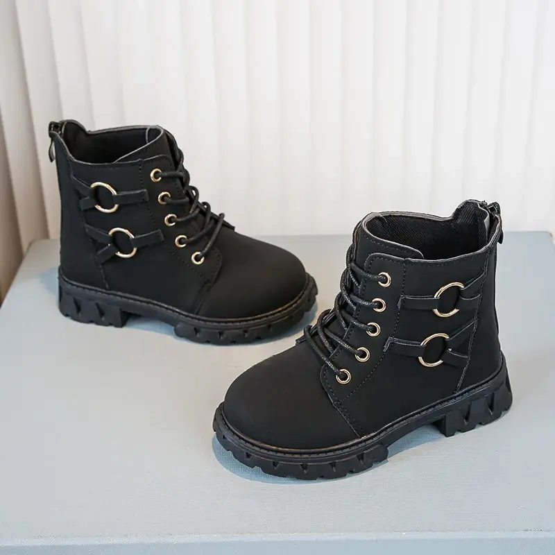 Autumn Trend Girls Ankle Boots 2025 New Kids School Boots Classic Black Non-slip Children Causal Platform Boots Fashion Zipper
