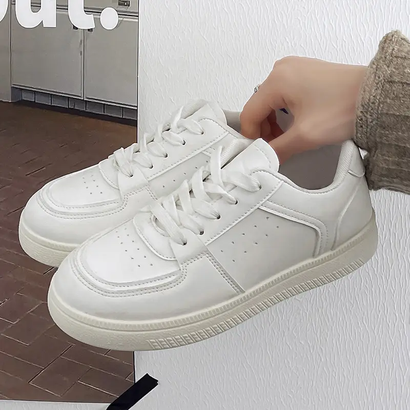 New Women's White Sneakers New Thick Bottom Solid Color Fashion Women Casual Shoes Sports Shoes School Outdoor Tennis Versatile