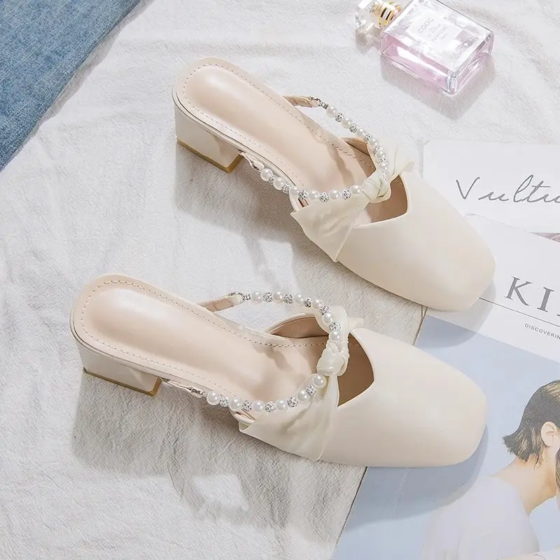 Women's Low-heeled Shoes Elegant New Women's Slip-on Shoes Lolita Versatile Slippers Fashion Chic Ladies Princess Causal Shoes