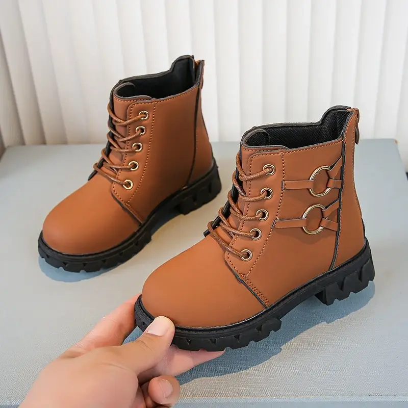 Autumn Trend Girls Ankle Boots 2025 New Kids School Boots Classic Black Non-slip Children Causal Platform Boots Fashion Zipper