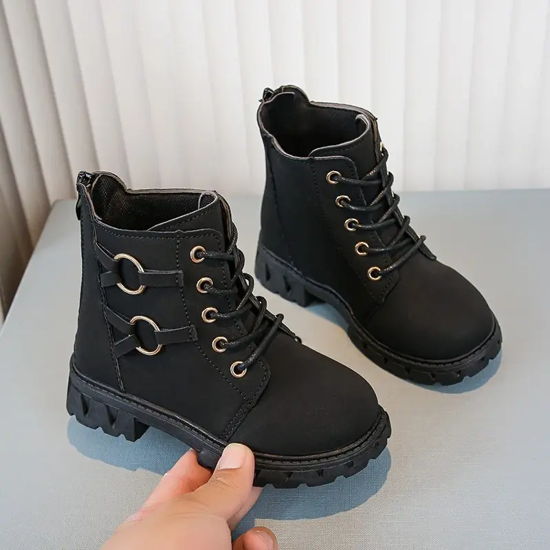 Autumn Trend Girls Ankle Boots 2025 New Kids School Boots Classic Black Non-slip Children Causal Platform Boots Fashion Zipper