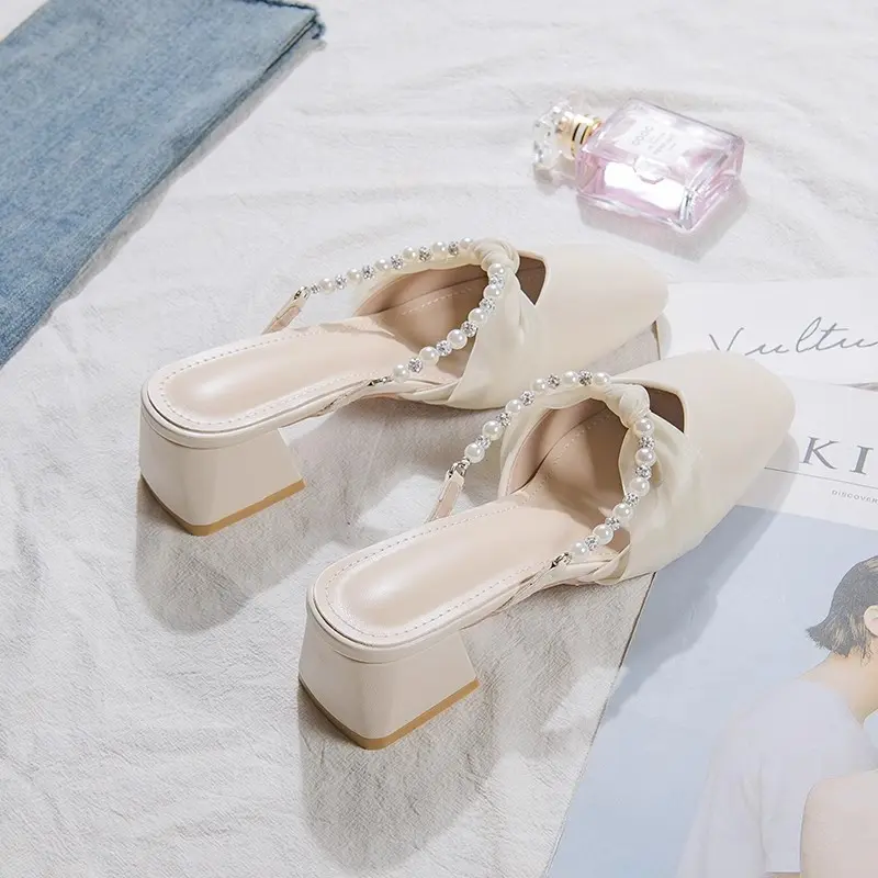 Women's Low-heeled Shoes Elegant New Women's Slip-on Shoes Lolita Versatile Slippers Fashion Chic Ladies Princess Causal Shoes