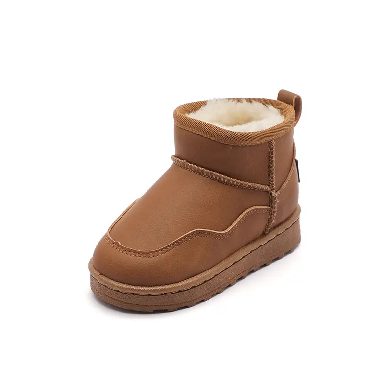 Children Snow Boots with Warm Plush Kids Short Boots Fashion Soild Color 2025 Winter Boys Girls Casual Boots Non-slip Soft Sole