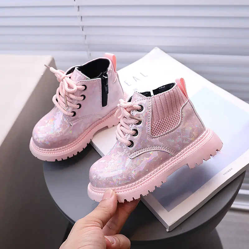 Children Fashion Boots Round Toes Side Zipper Kids Short Boots Side Zipper 2025 Autumn New Girls Ankle Boots Sweet Versatile