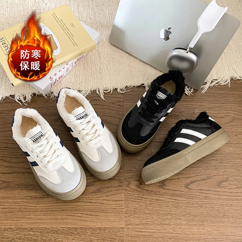 2024 Winter New Lady Fashionable Casual Shoes Korean Style Soft Sole Thermal Non-slip Versatile Women Retro Running Gump Shoes