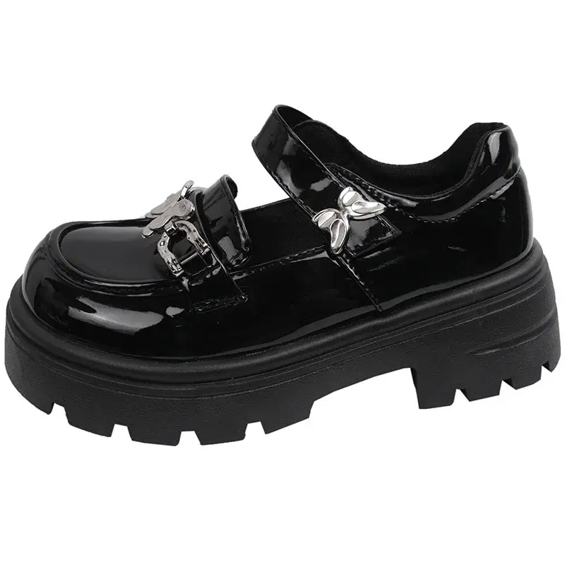 2025 Woman Elegant Shoes Spring New Fashion French Style Soft Non-slip Versatile Chic Butterfly Black Mary Jane Leather Shoes