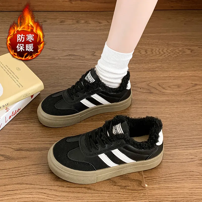 2024 Winter New Lady Fashionable Casual Shoes Korean Style Soft Sole Thermal Non-slip Versatile Women Retro Running Gump Shoes