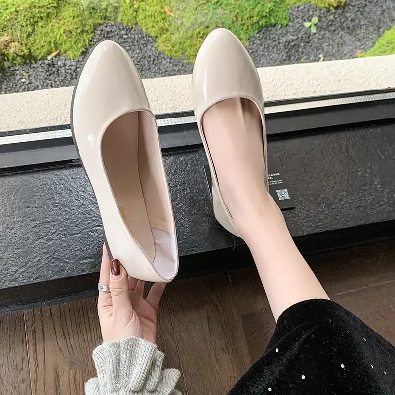 Women's Uniform Leather Shoes Spring Autumn Women Causal Flat Shoes Formal Versatile Black Ladies Ballet Shoes Non-slip Loafers