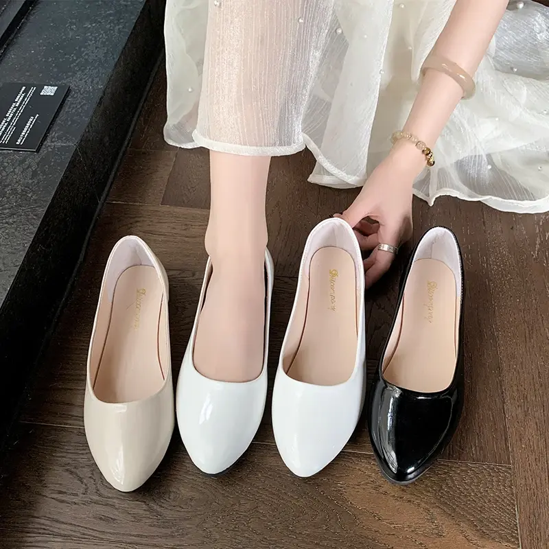Women's Uniform Leather Shoes Spring Autumn Women Causal Flat Shoes Formal Versatile Black Ladies Ballet Shoes Non-slip Loafers